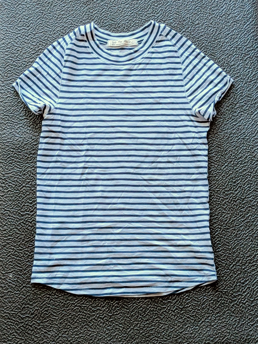 We The Free Blue and White Striped Crewneck Tee